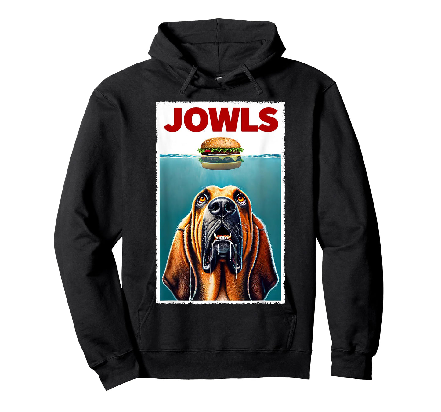 Funny Bloodhound and Hamburger Parody Jowls Dog Lover T-Shirt