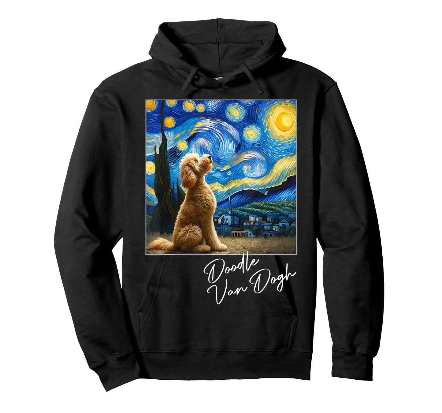 Van Gogh Starry Night Goldendoodle Dog Art Golden Doodle Dog T-Shirt
