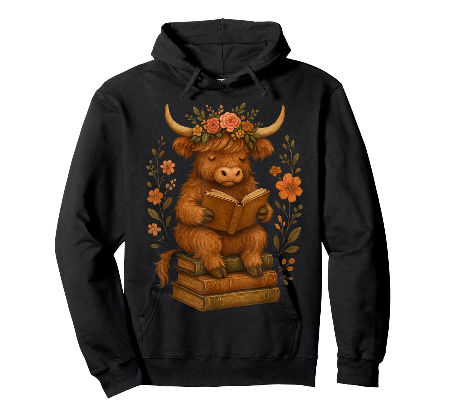 Reading Baby Highland Cow Cute Farm Animal Art Boys Girls T-Shirt