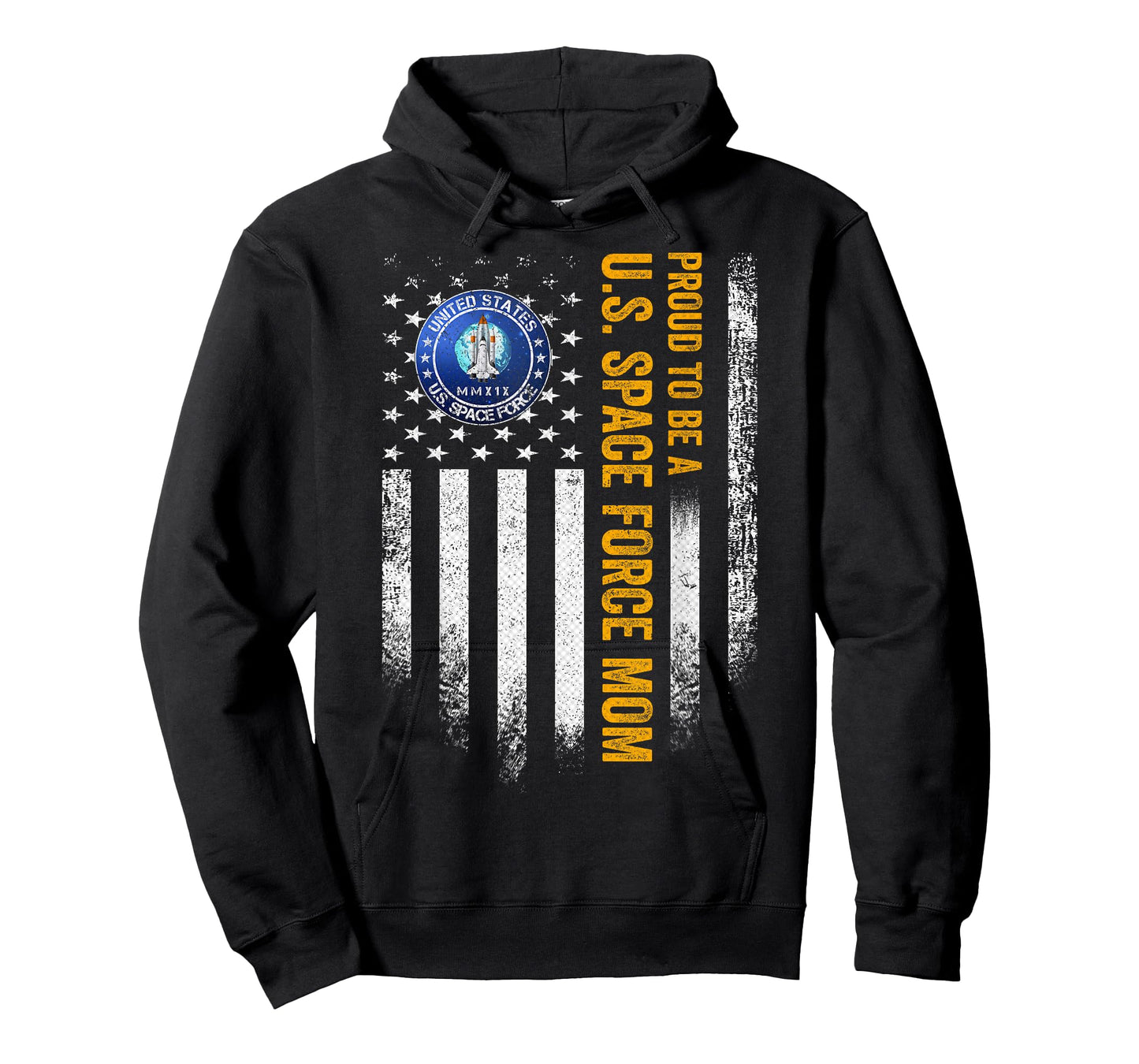 Vintage USA American Flag Proud To Be A US Space Force Mom T-Shirt