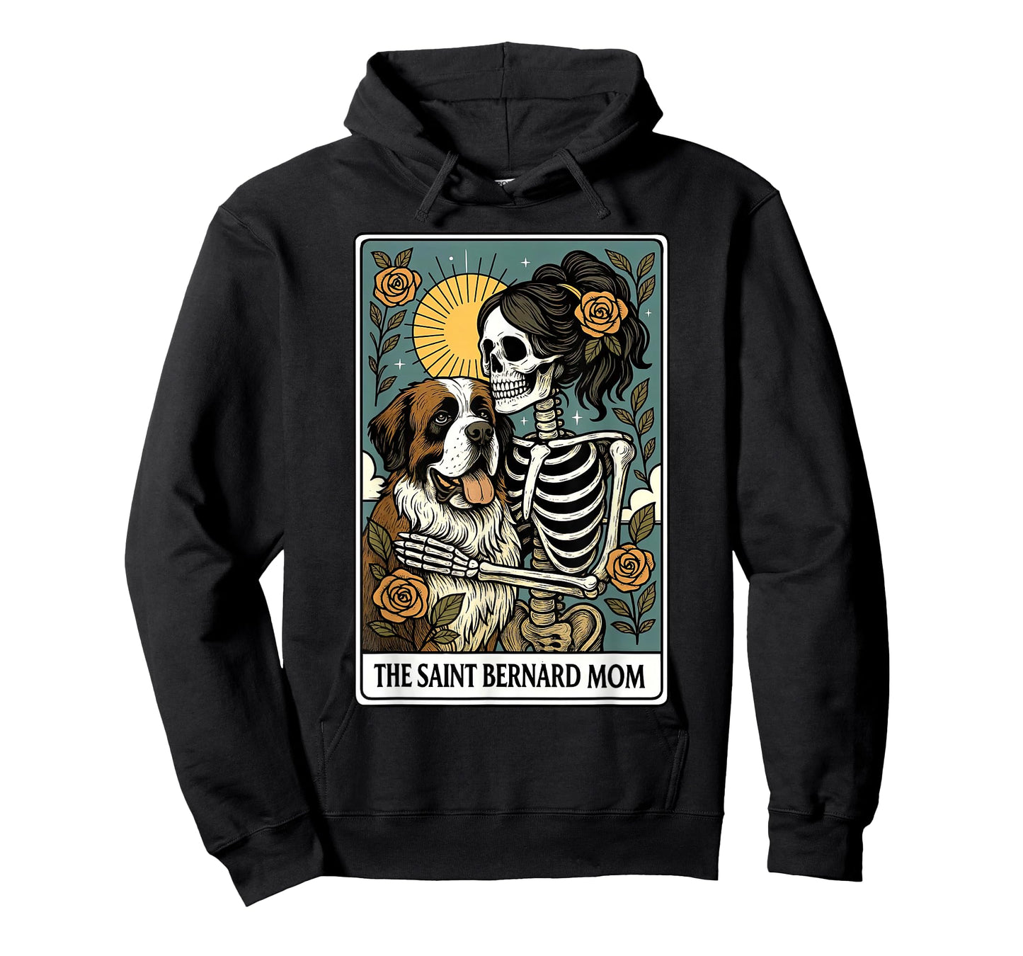Saint Bernard Dog Mom Skeleton Tarot Card Witchy Pet Owners T-Shirt