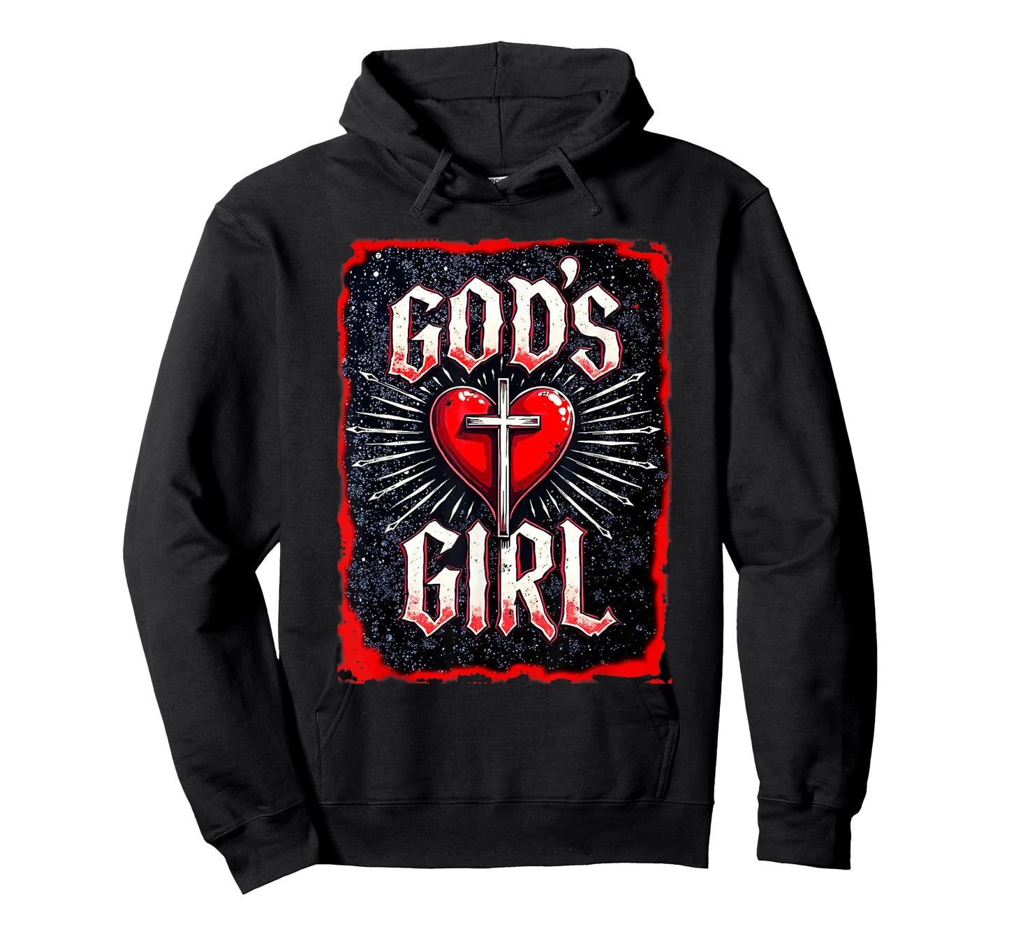 God's Girl Christian Cross Heart Grunge Style T-Shirt