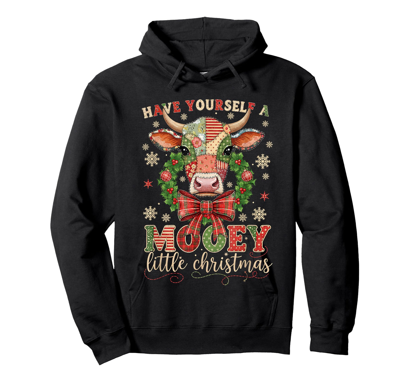 Mooey Little Christmas Cow Holiday Farm Design T-Shirt