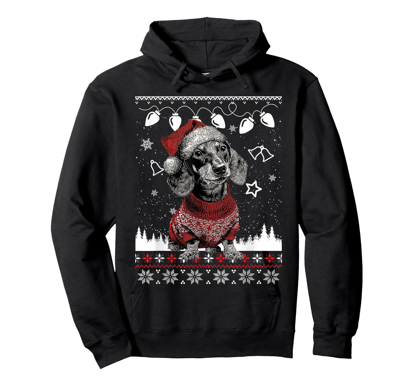 Cute Dachshund Christmas Wearing Sweater Funny Xmas Dog T-Shirt