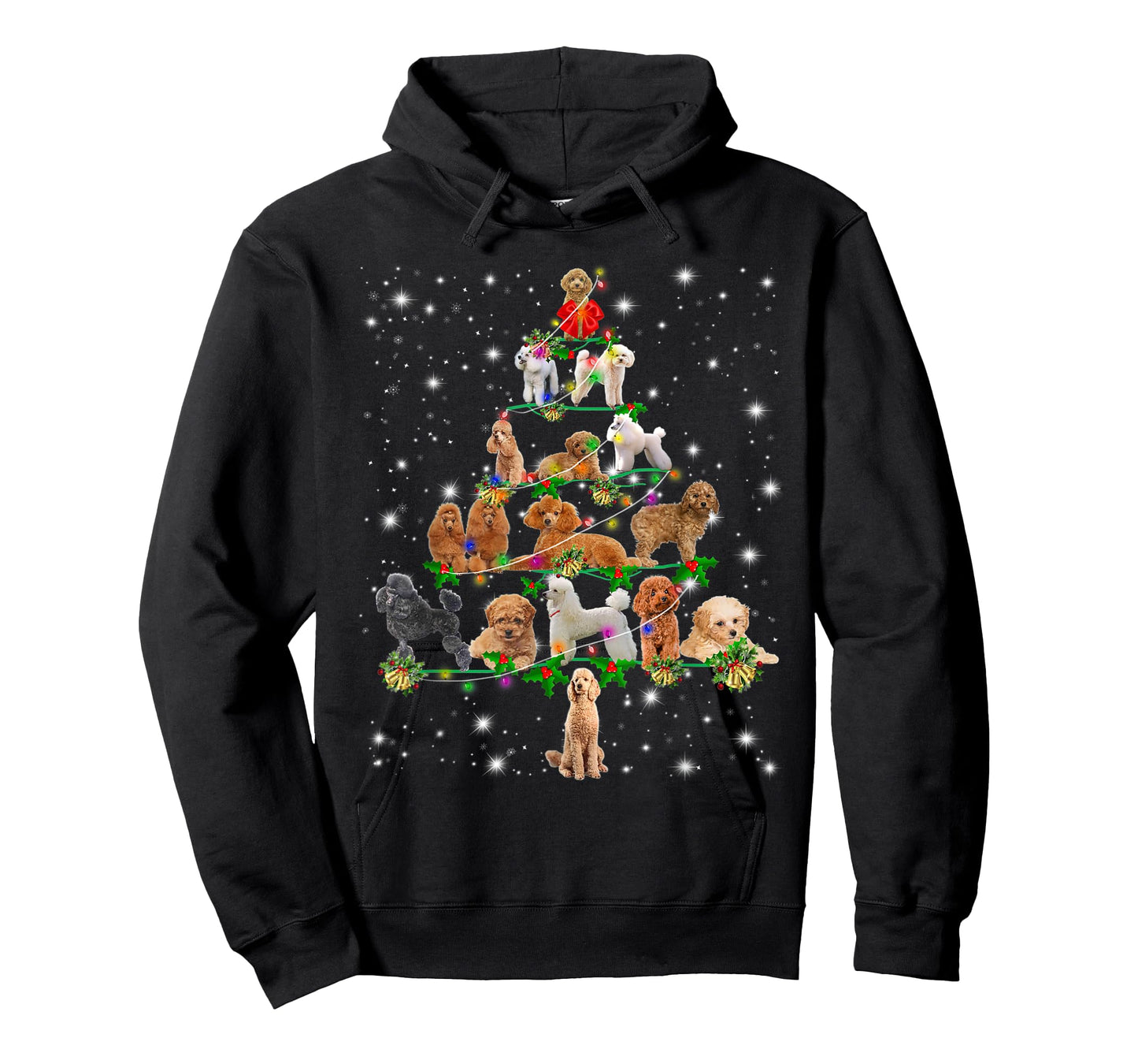 Poodle Christmas Tree Lights Funny Lover Dog Pajamas T-Shirt