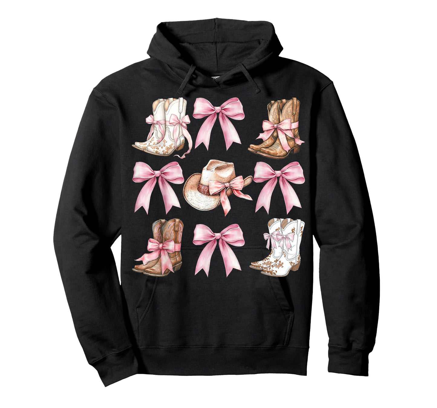 Coquette Cowgirl Boots With Pink Bows Aesthetic Y2K Womens T-Shirt