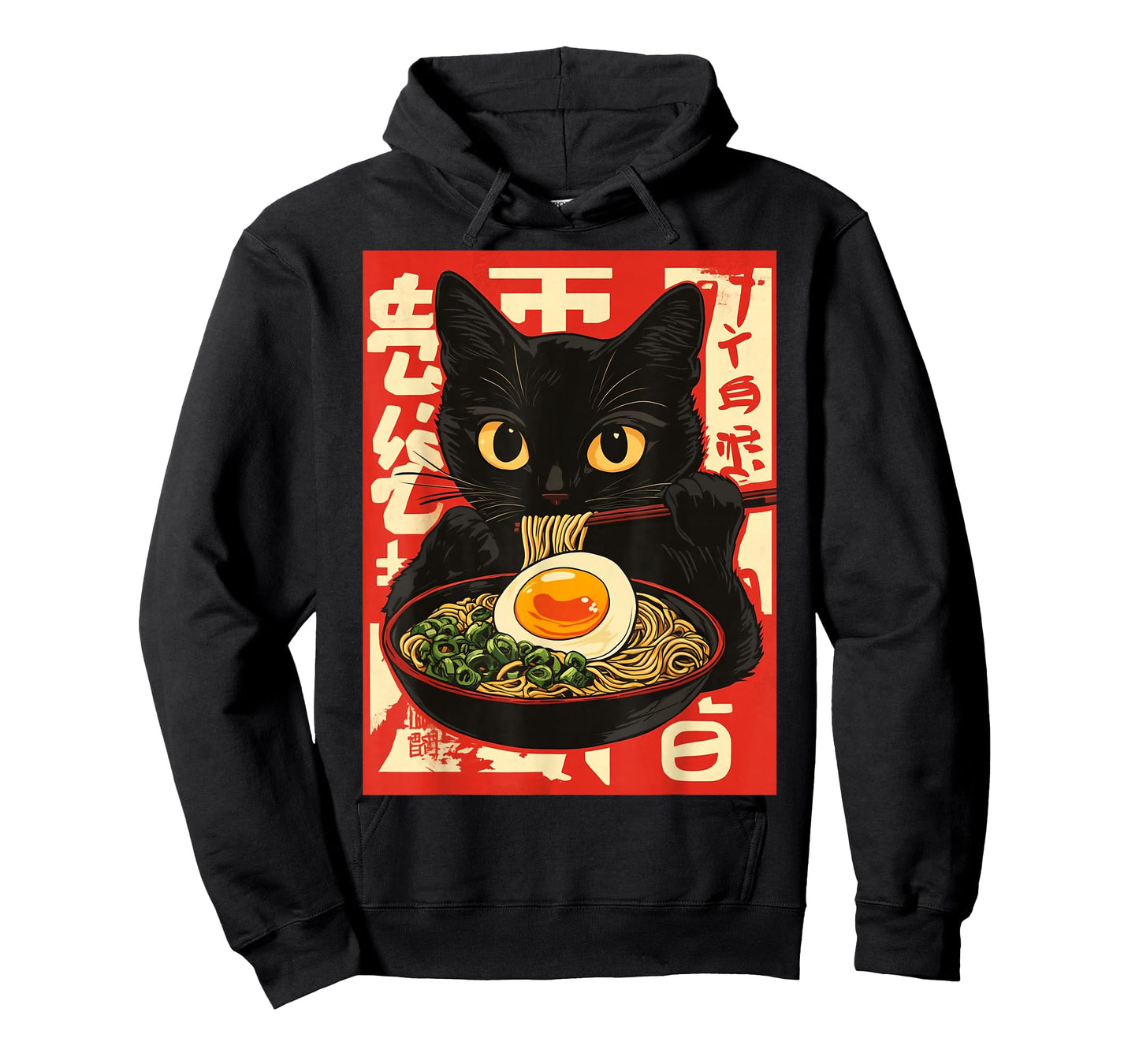 Kawaii Cat Eating Ramen Noodle Anime Retro Japanese T-Shirt