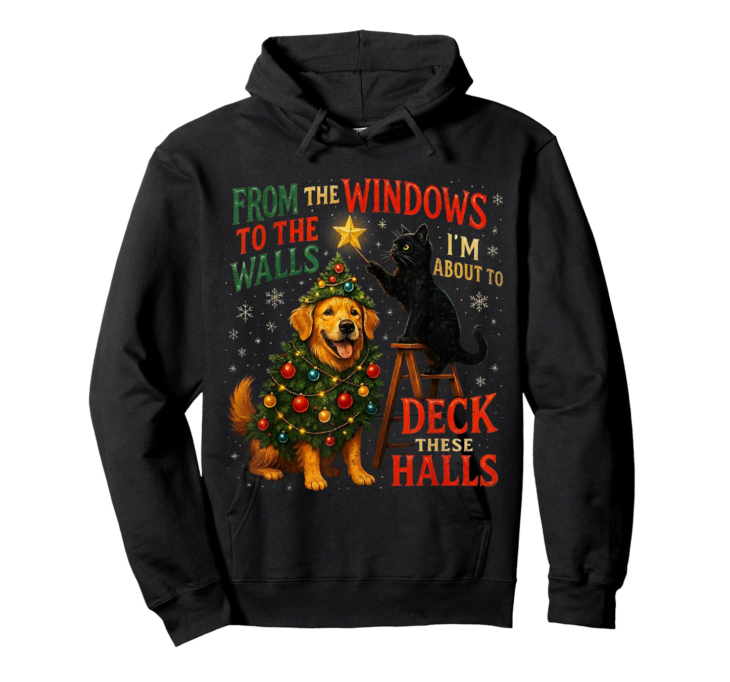 from The Windows to Walls Deck These Halls Pet Xmas T-Shirt