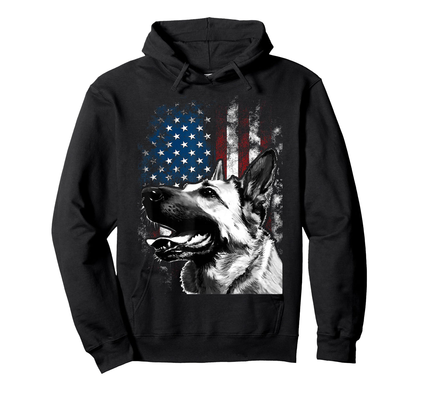 Vintage Patriotic German Shepherd American Flag 4th Of July T-Shirt