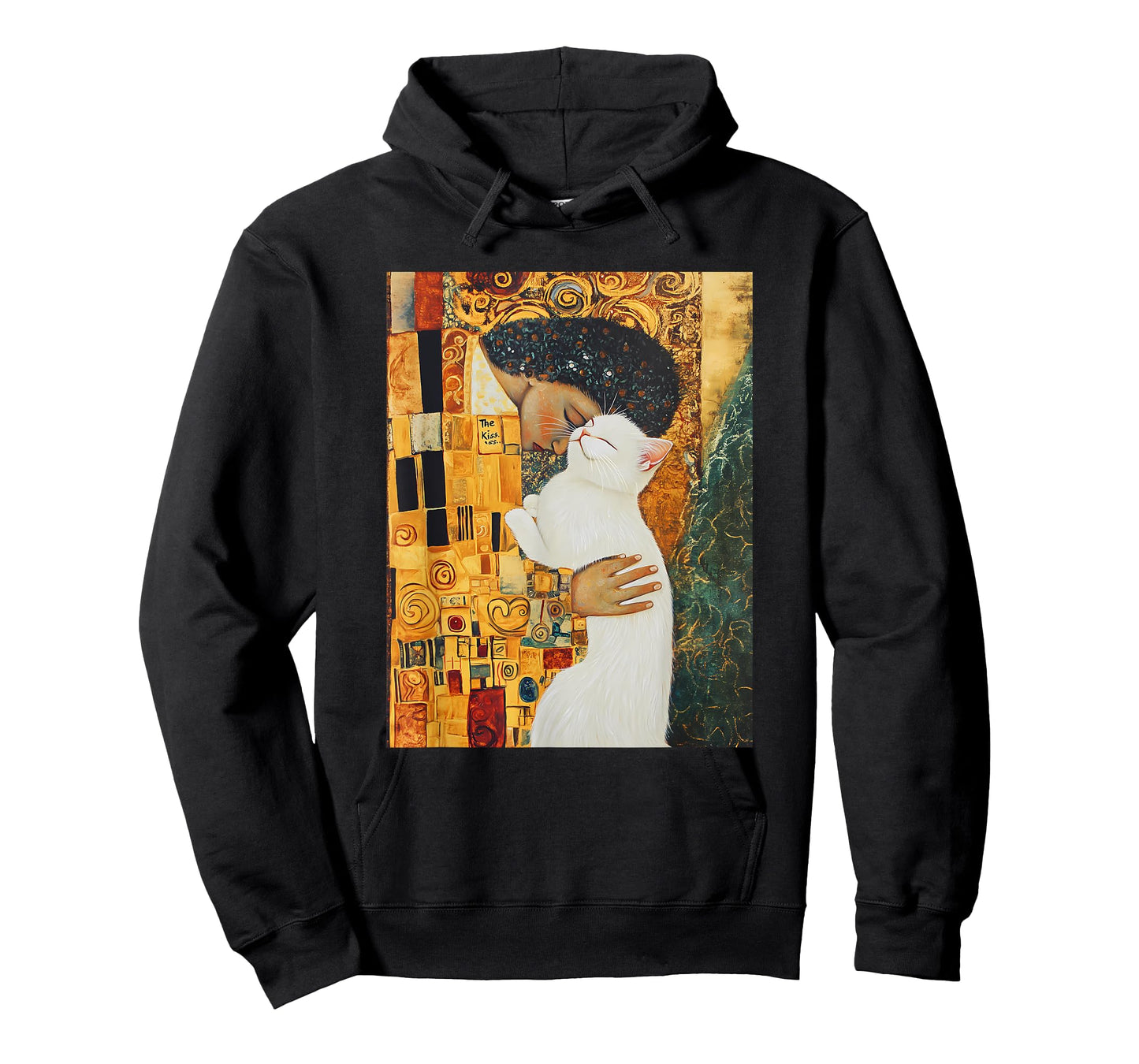 Klimt’s The Kiss Cat Lover Parody Graphic Tee Klimt Style T-Shirt for Men Women