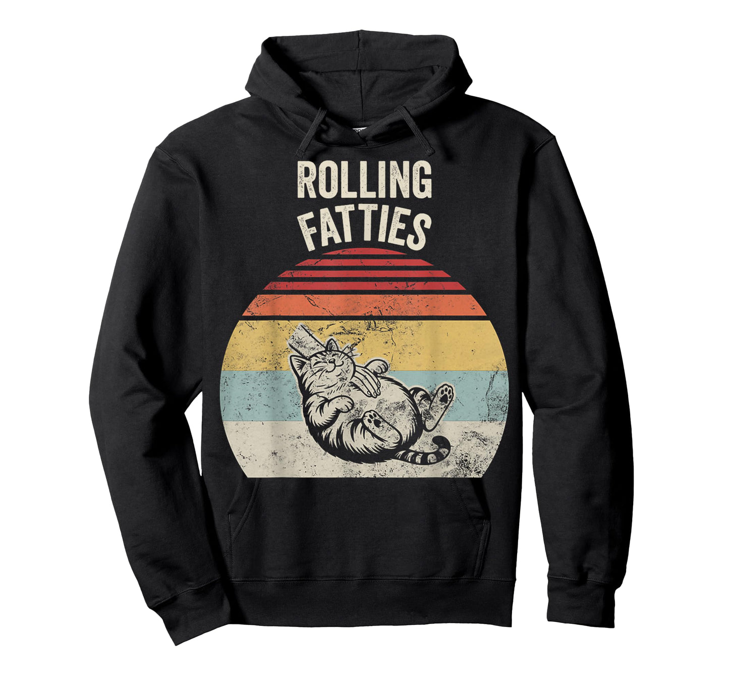 Rolling Fatties with Retro Sunset Cat T-Shirt