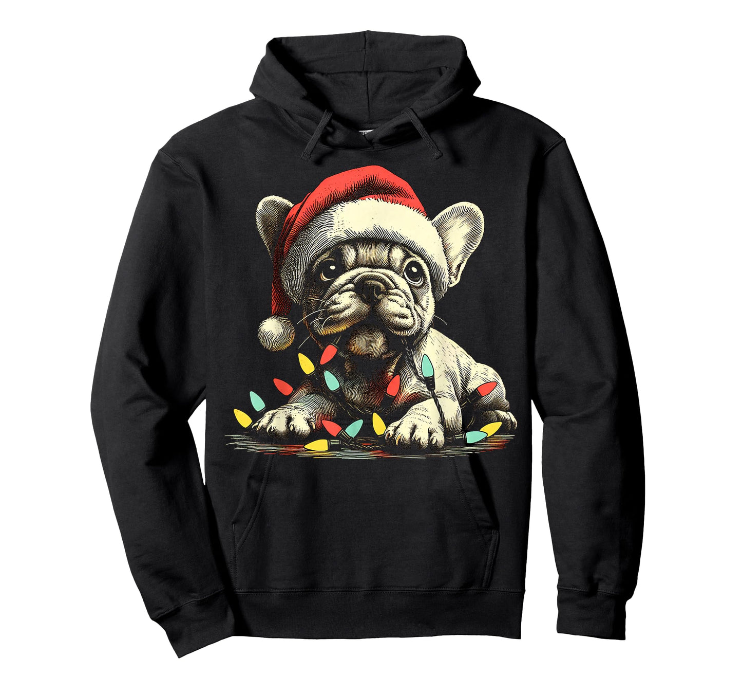 French Bulldog Chew Christmas Light Frenchie Xmas Holiday T-Shirt for Men Women Kids