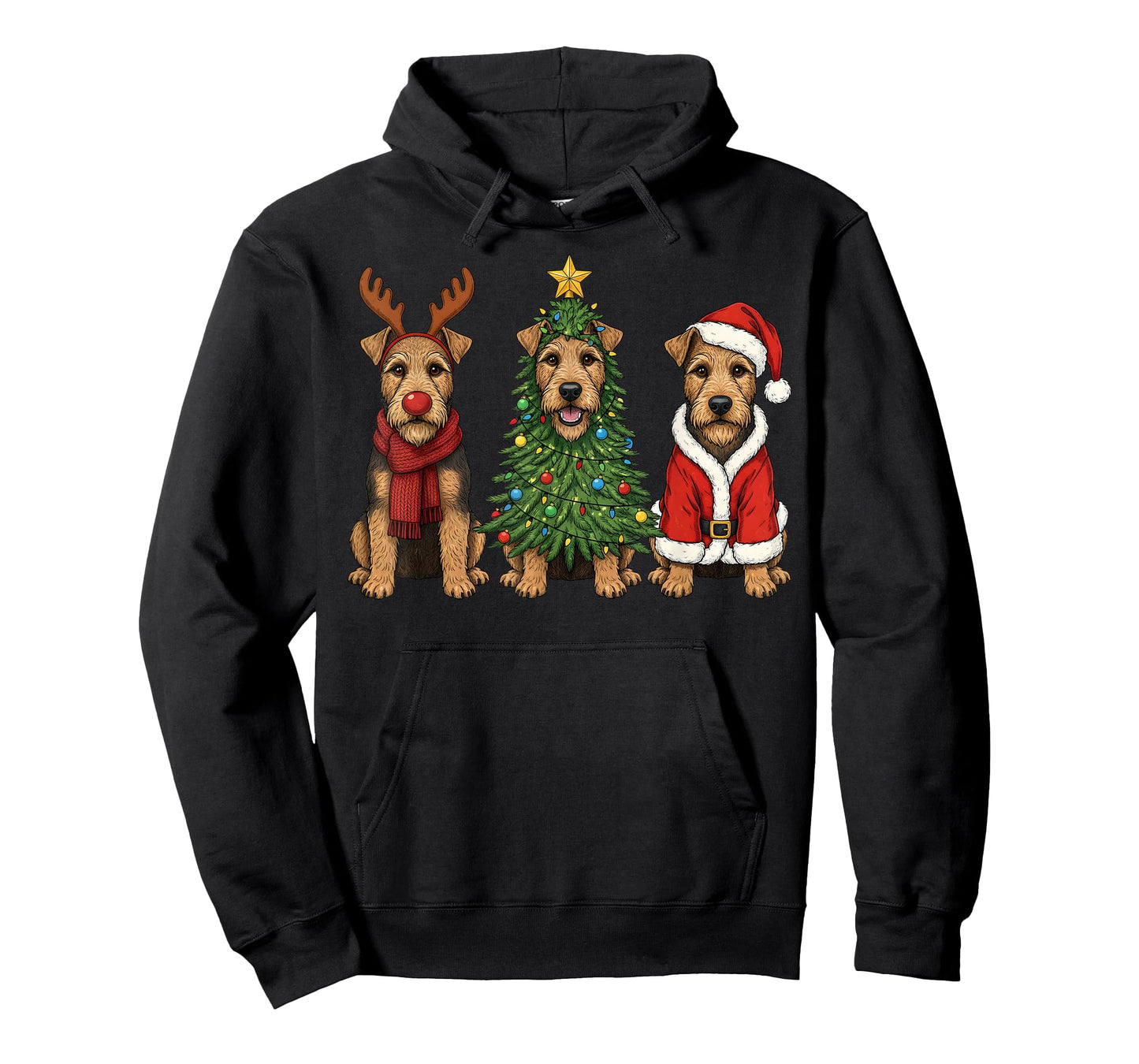 Retro Christmas Welsh Terrier Santa Reindeer Dog Lover T-Shirt