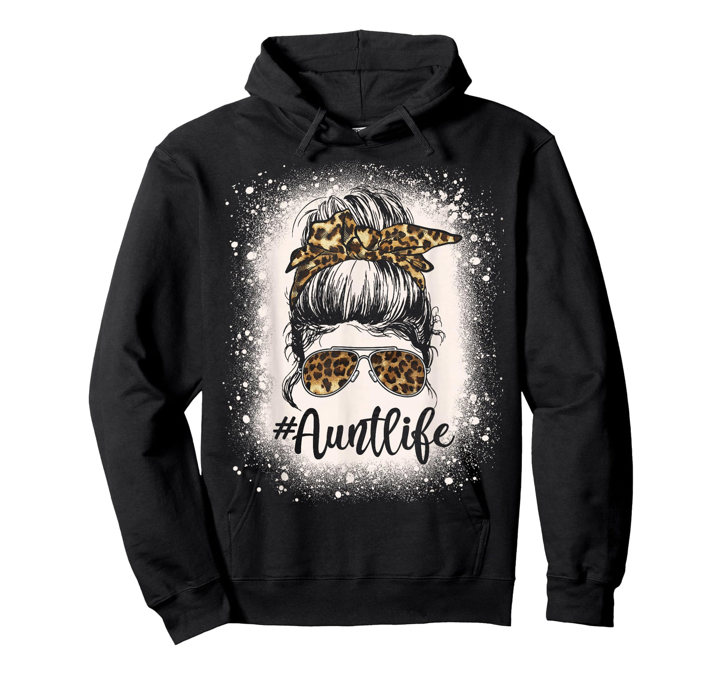 Leopard Aunt Life Messy Bun Bleached Auties Girl Mothers Day T-Shirt