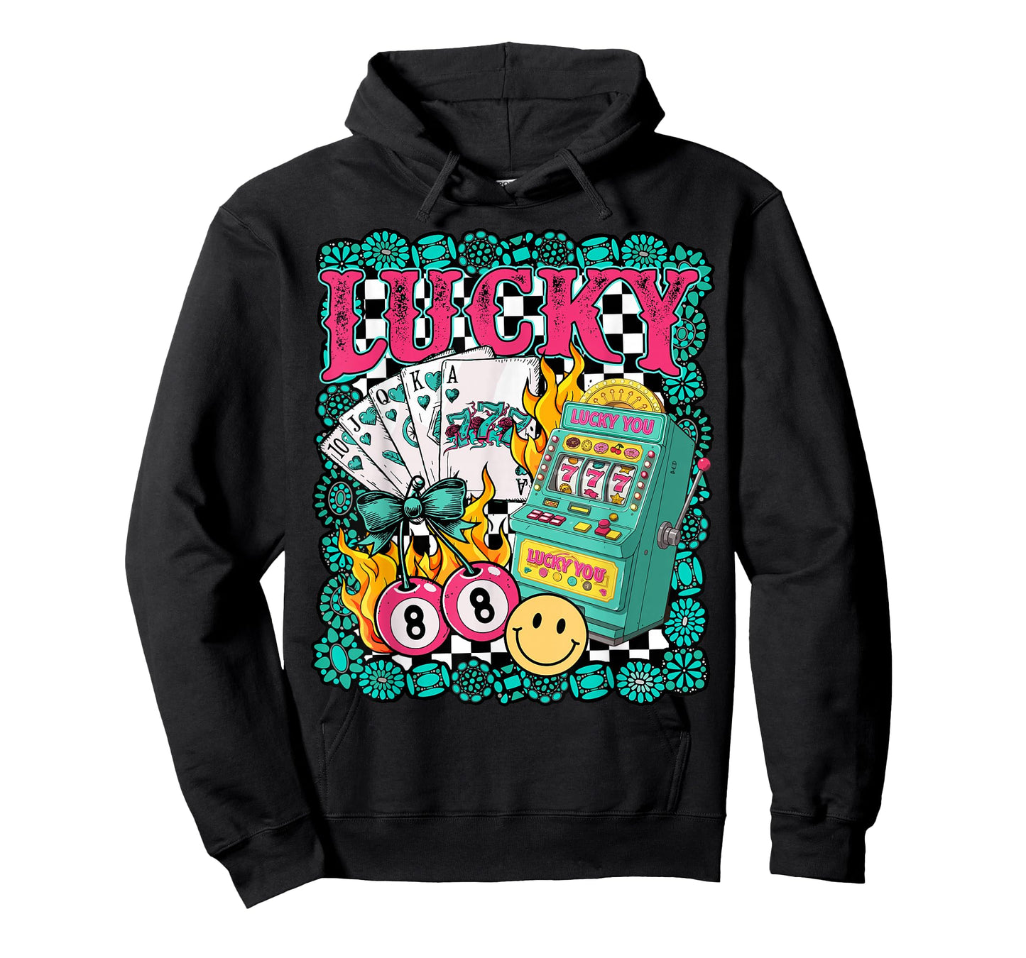 Lucky Slot Machine Cowgirl Western Vegas Turquoise Rodeo T-Shirt