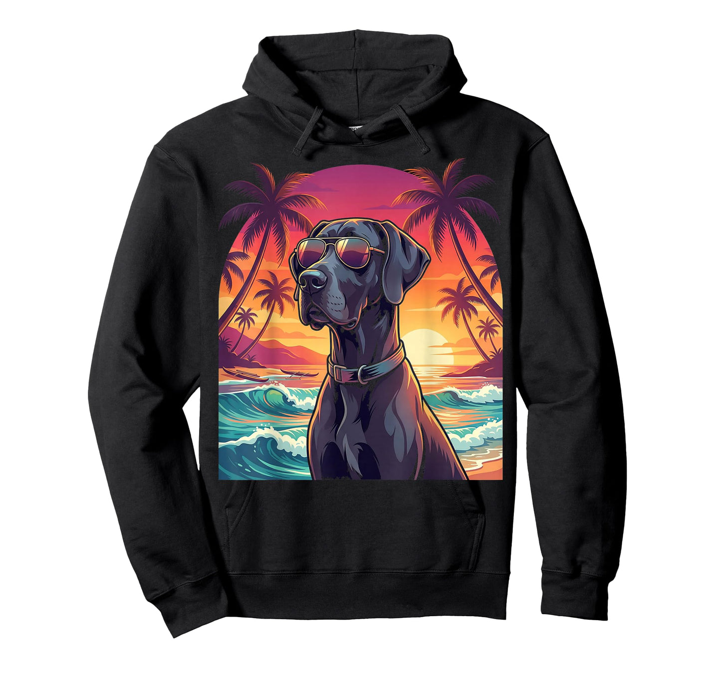 Funny Retro Great Dane Hawaiian Mom Dad Vacation Hawaii T-Shirt
