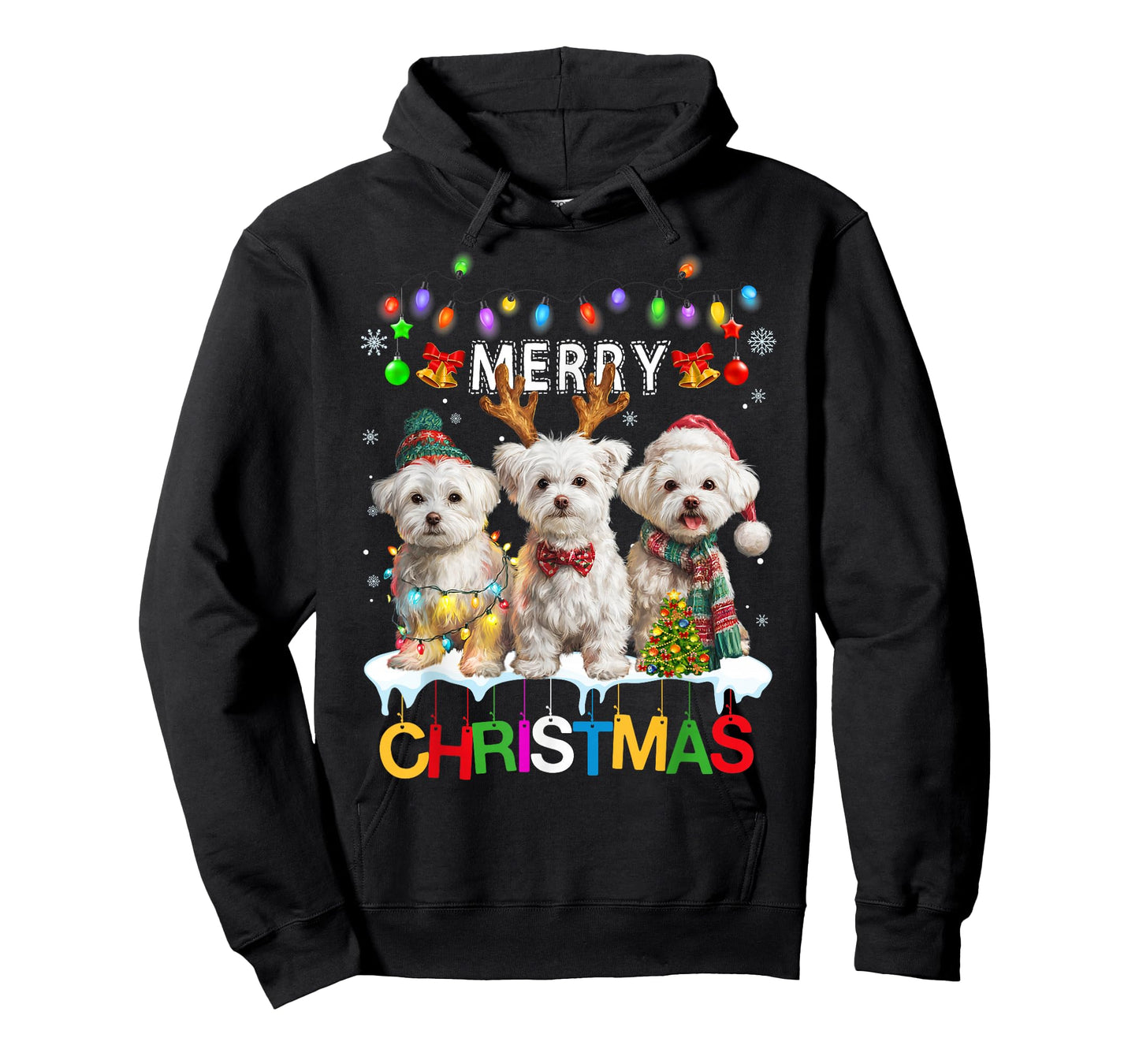 Cute Three Maltese Christmas Women Men Dog Love T-Shirt
