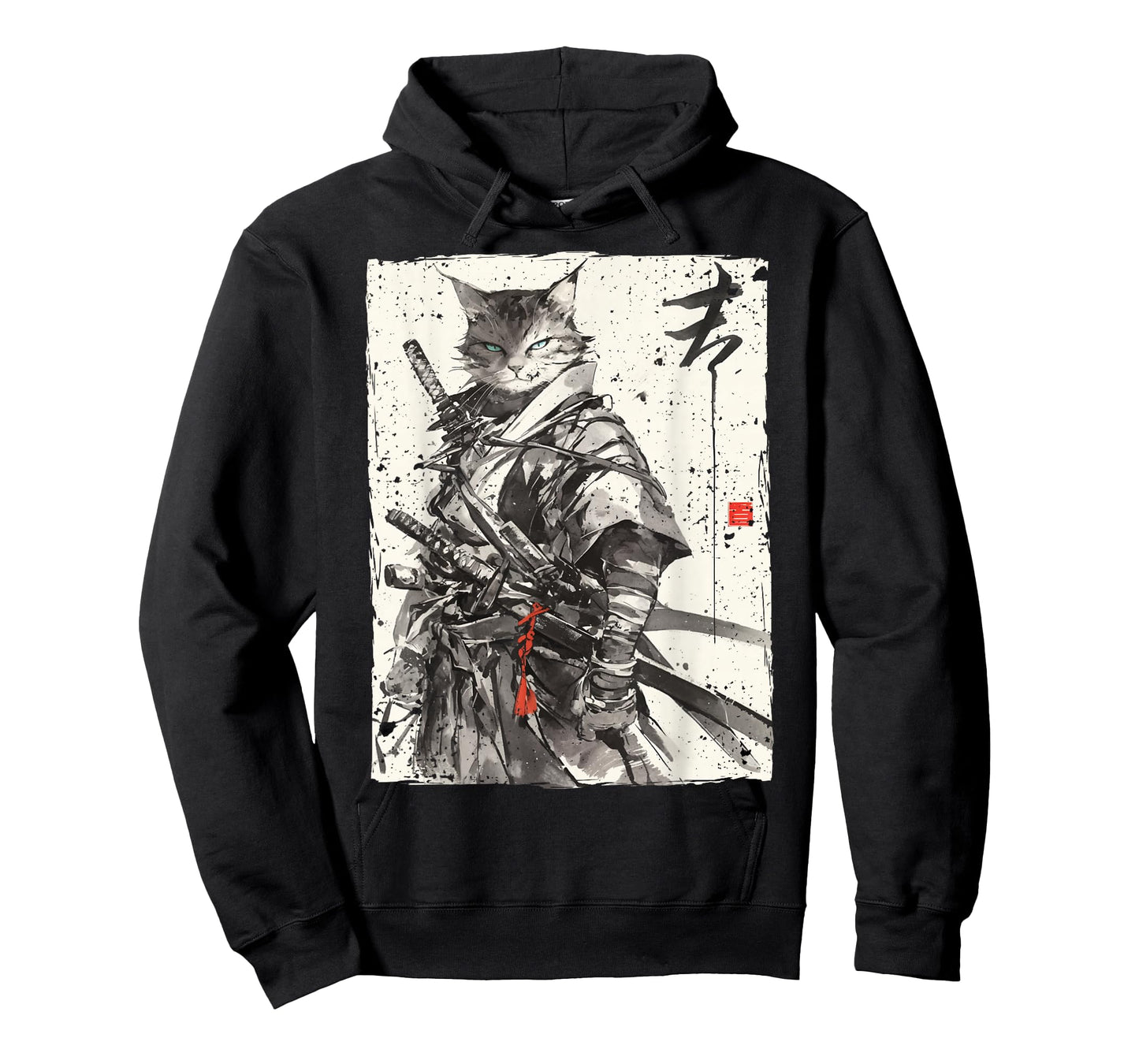 Samurai Cat Warrior Ukiyo Ink Artwork Cat Samurai T-Shirt