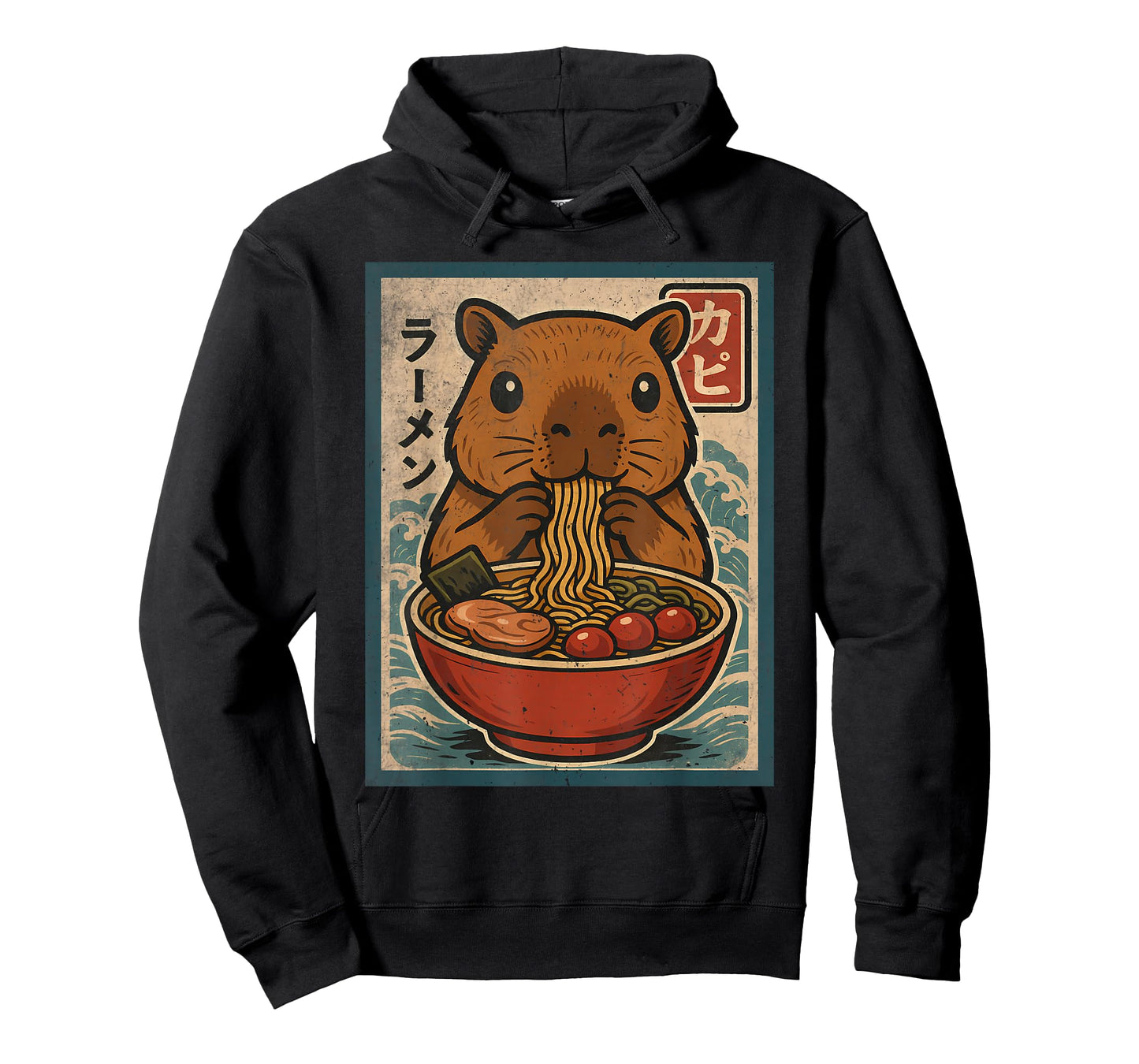 Kawaii Capybara Eating Ramen Noodles Cute Japanese Food T-Shirt