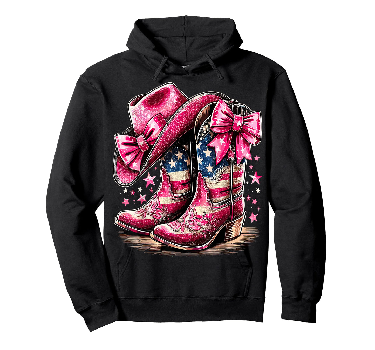 Cowgirl Boots Hat USA Flag Western Rodeo T-Shirt