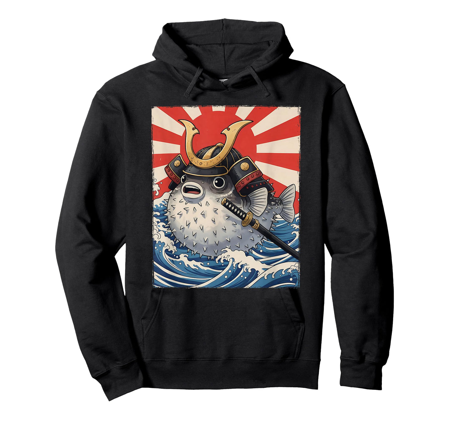 Pufferfish Samurai Japanese Anime Kawaii Wave Off Kanagawa T-Shirt