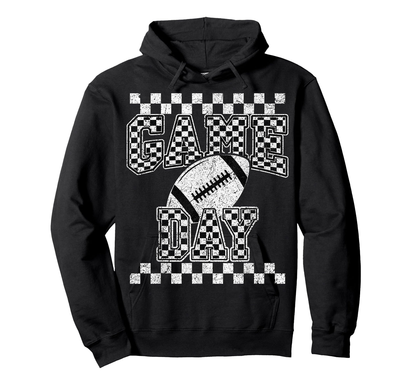 Retro Black White Football Season Checkered Game Day T-Shirt