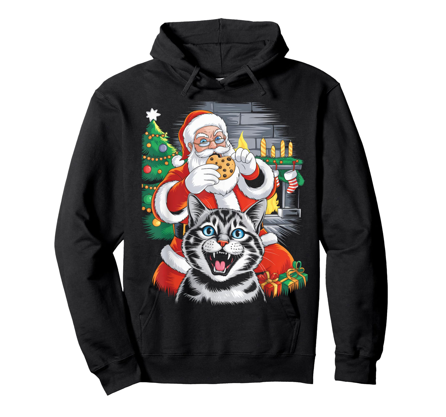 Funny Cat Selfie Santa Christmas Men Women Kids Cat Lover T-Shirt