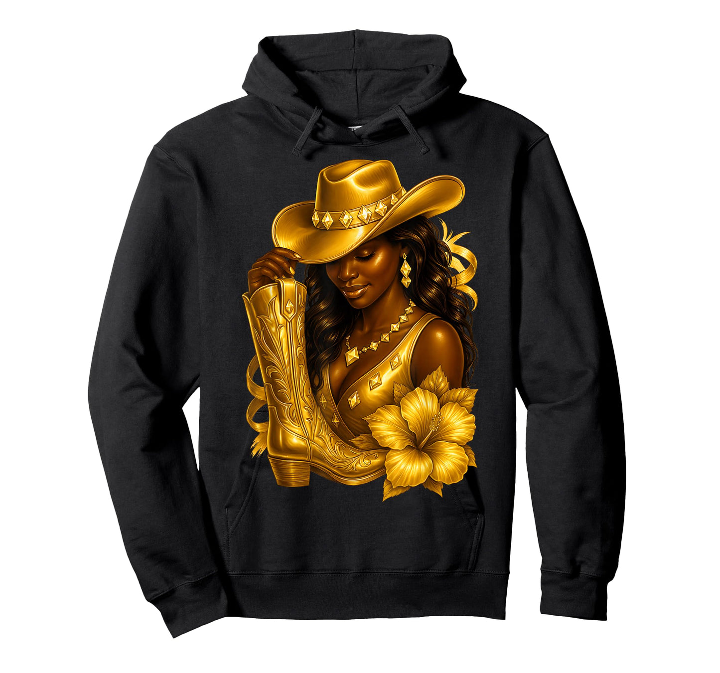 Black African American Glam Cowgirl Melanin Country Girls T-Shirt