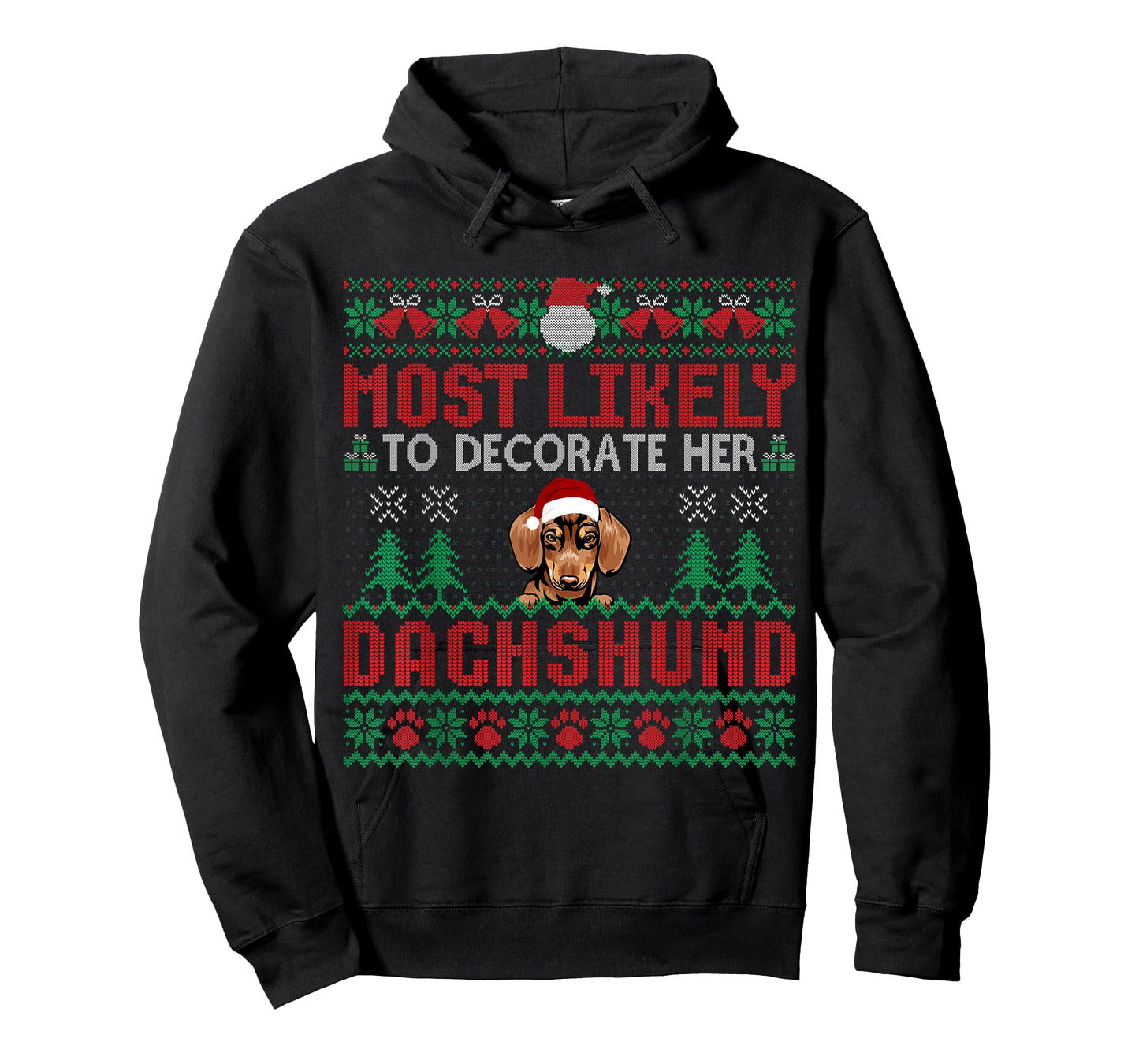 Most Likely To Decorate Her Dachshund Dog Christmas Sweater T-Shirt