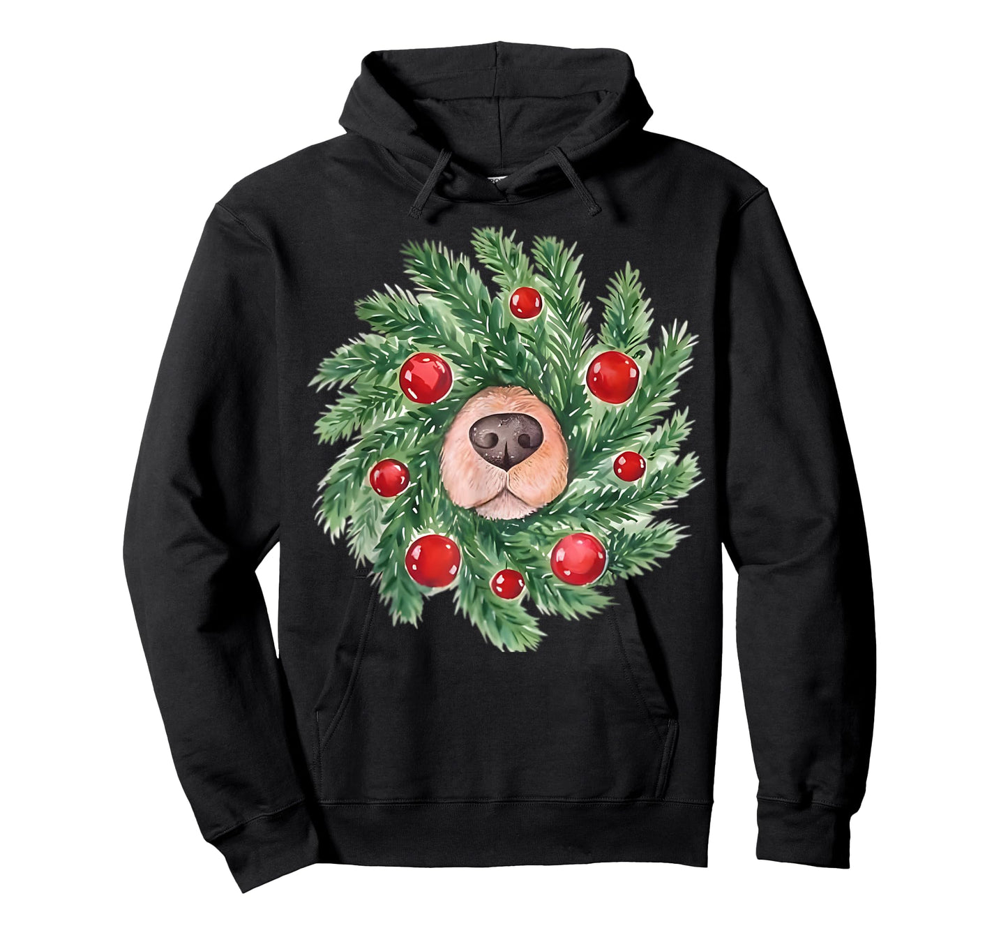 Cute Dog Nose Christmas Wreath Golden Retriever Dog Lovers T-Shirt