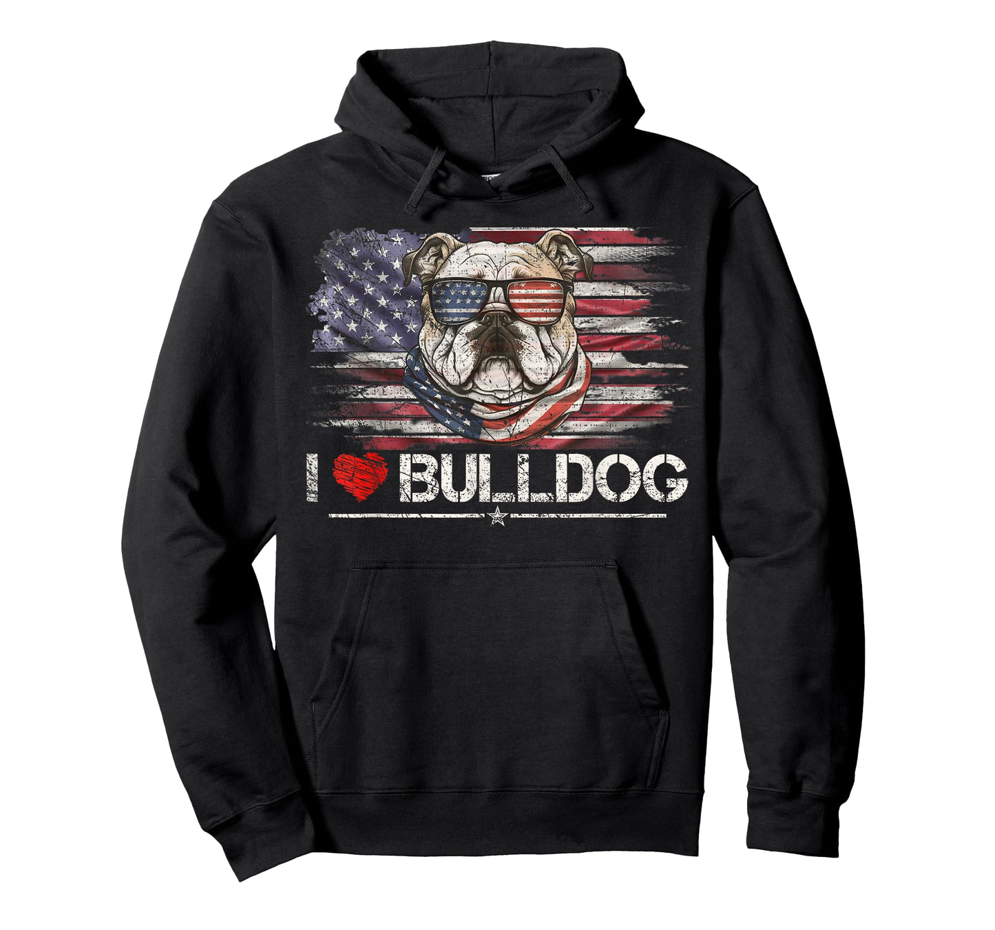 Vintage USA Flag I Love My Bulldog Dog Heart, Bulldog Lover T-Shirt for Women Kids Men