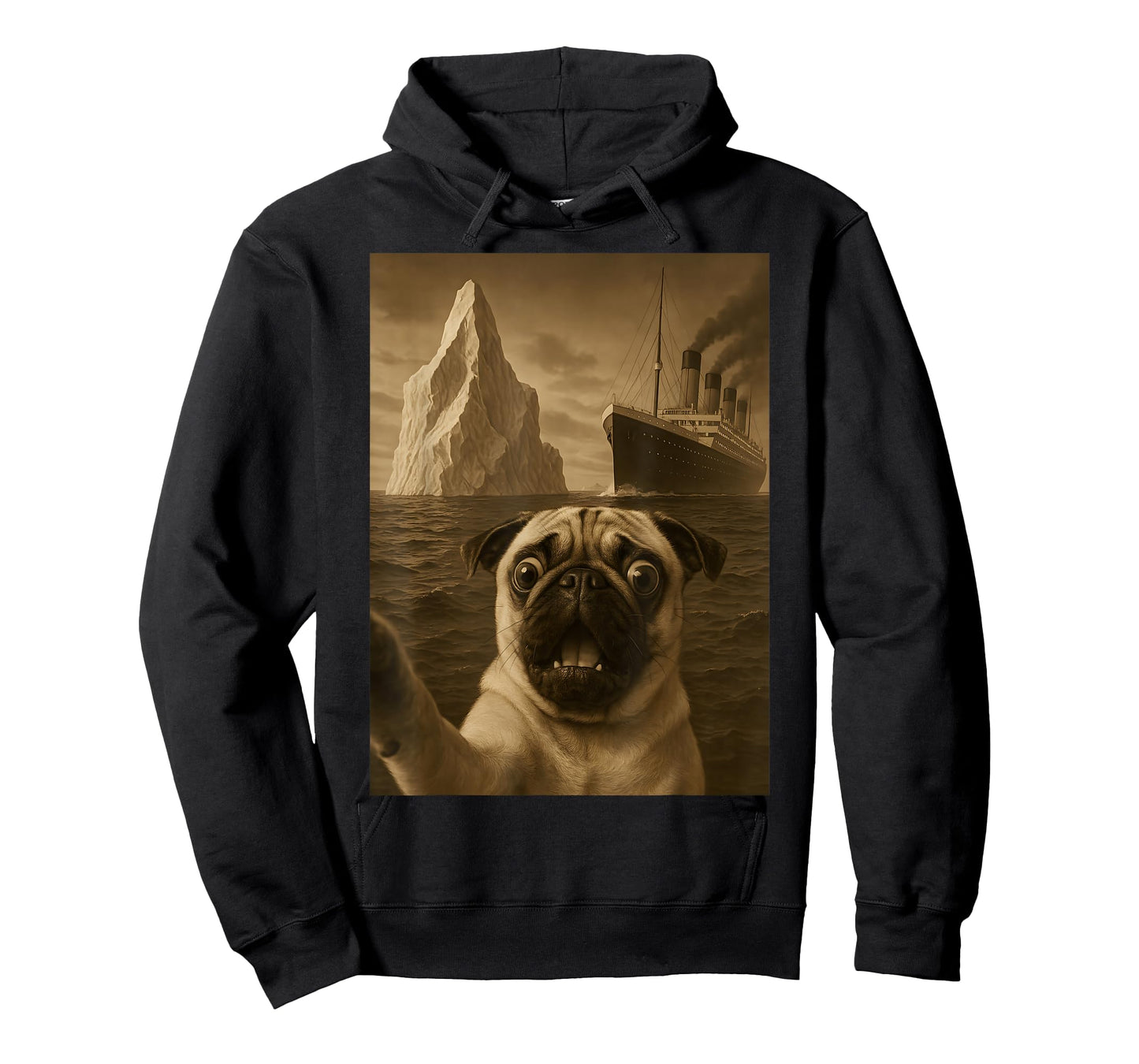 Funny Pug Dog Selfie Titanic T-Shirt