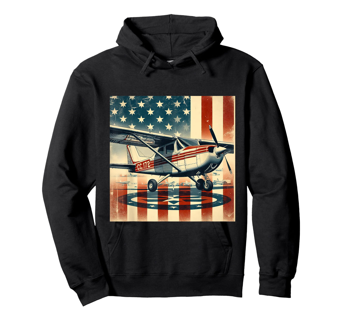 C-172 Skyhawk Vintage C172 Airplane Retro US Flag T-Shirt