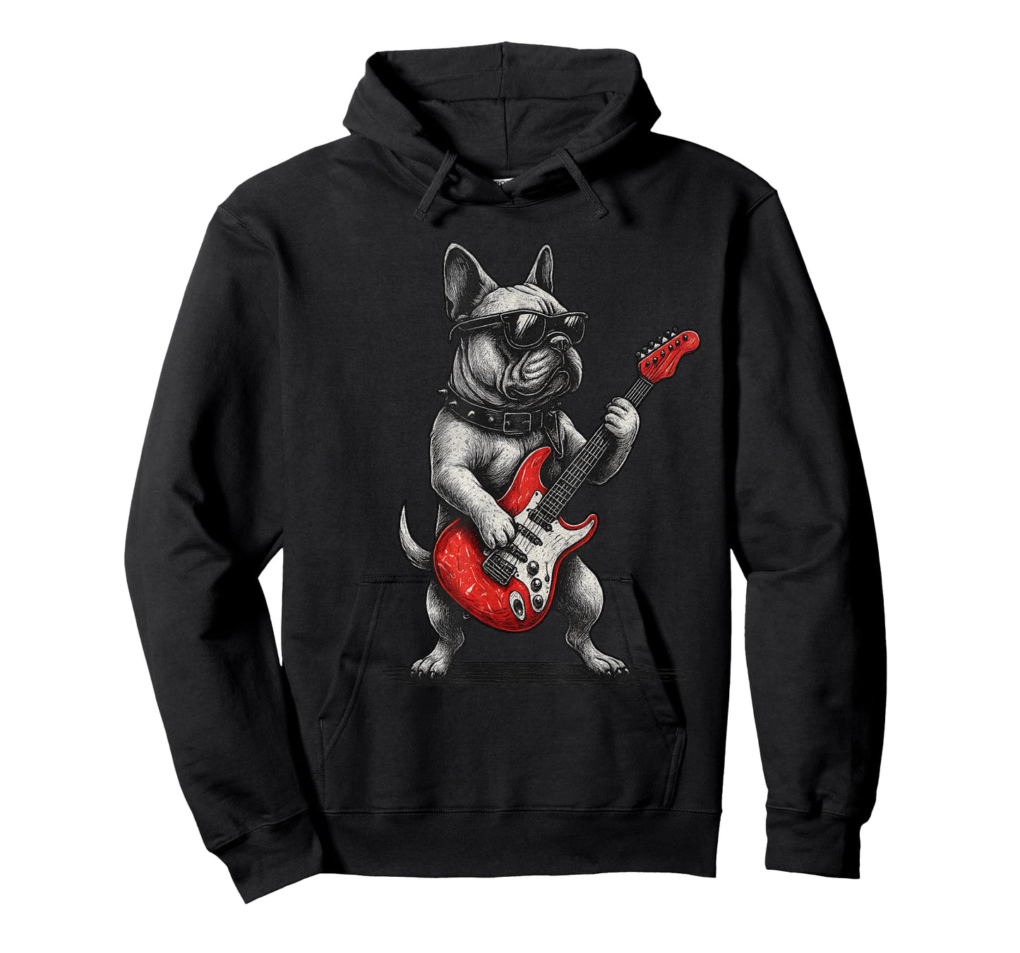 Vintage French Bulldog Punk Music Playing Guitar T-Shirt