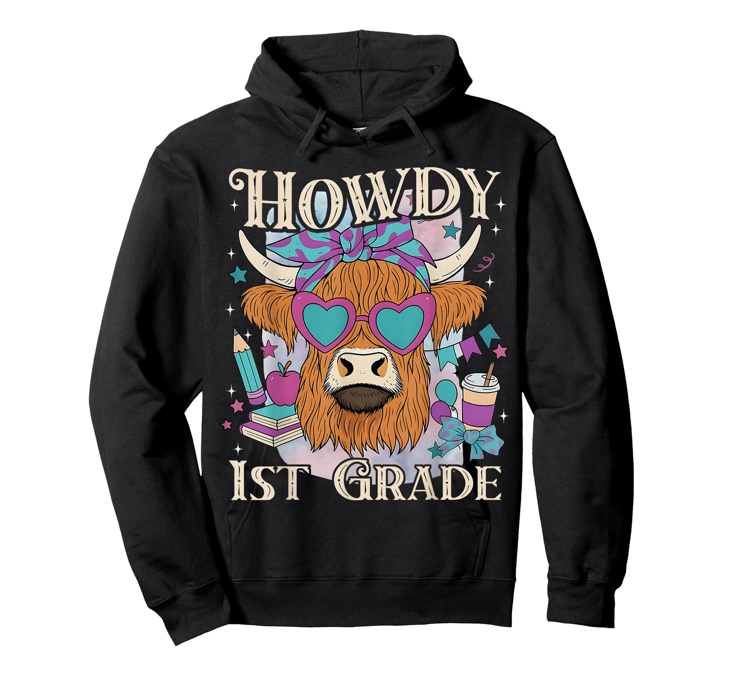 Howdy 1st Grade Highland Cow Western Back To School Teacher T-Shirt