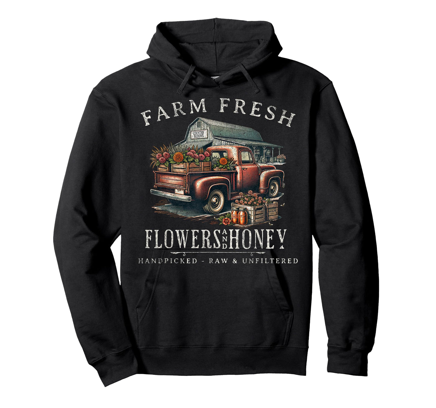 Farm Fresh Flowers Pickup Truck Farmhouse Vintage Rustic T-Shirt