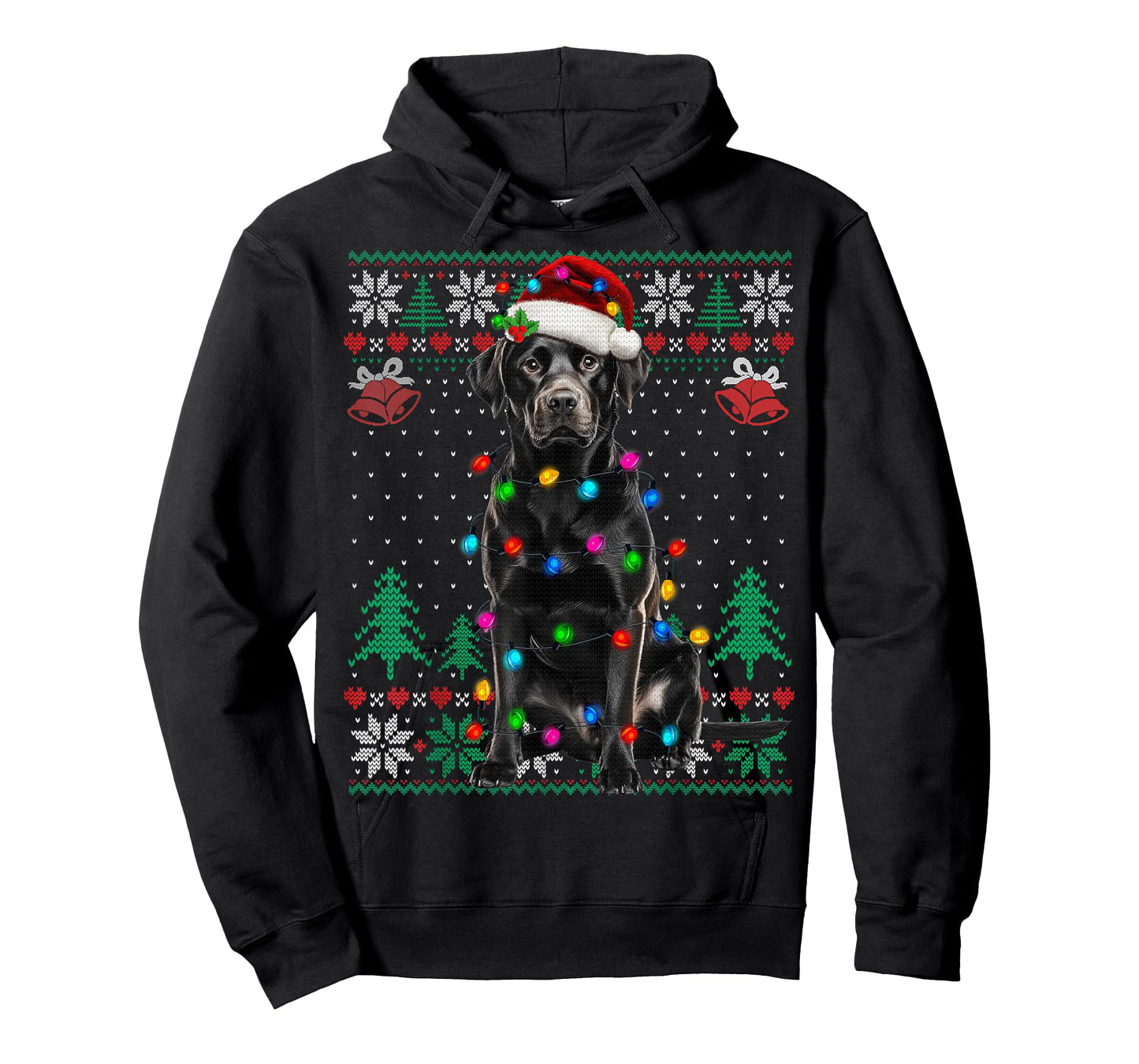 Black Lab Labrador Christmas Santa Hat Dog Ugly Sweater T-Shirt