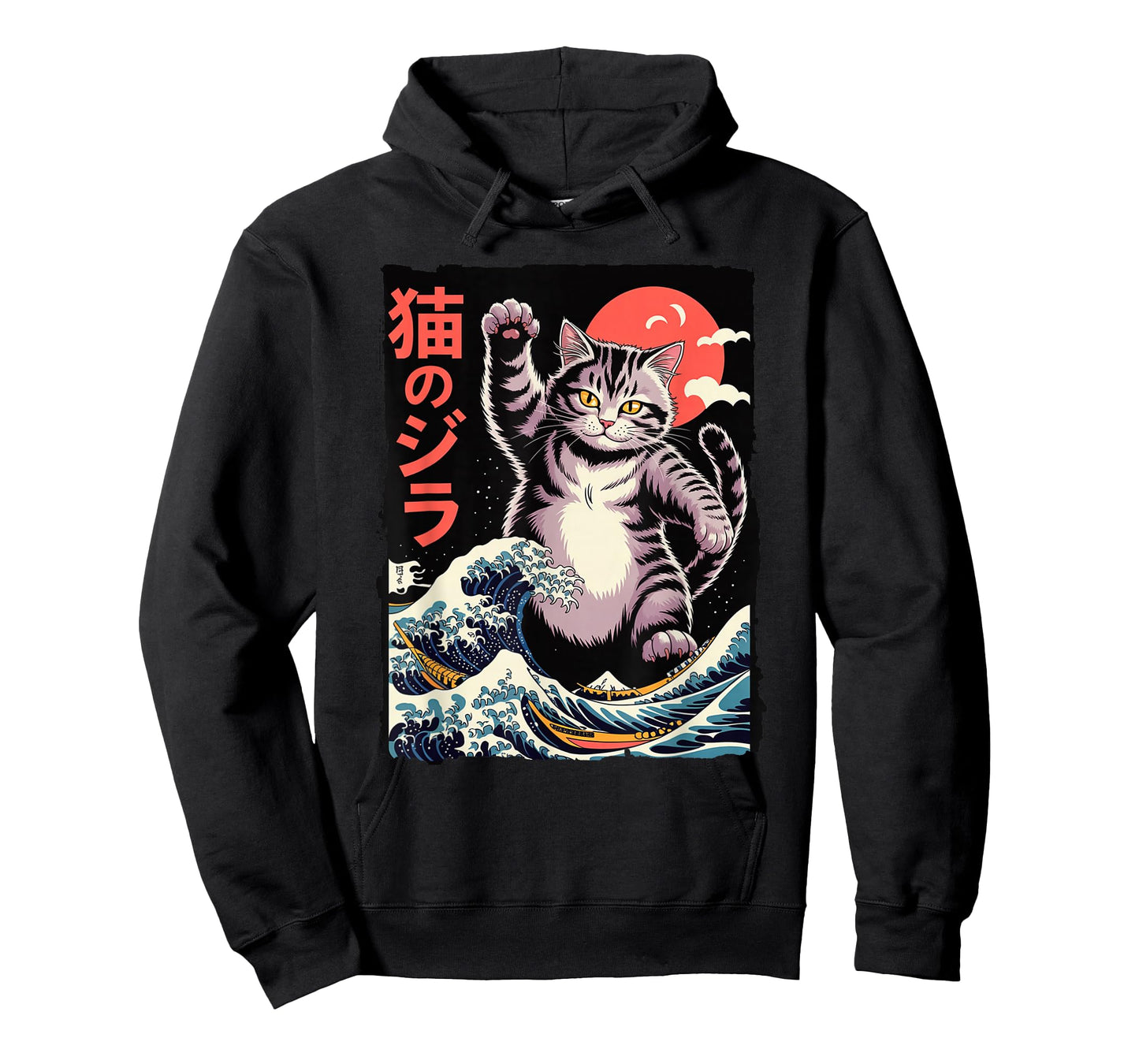 Catzilla Giant Cat Kaiju - Japanese Wave Graphic T-Shirt