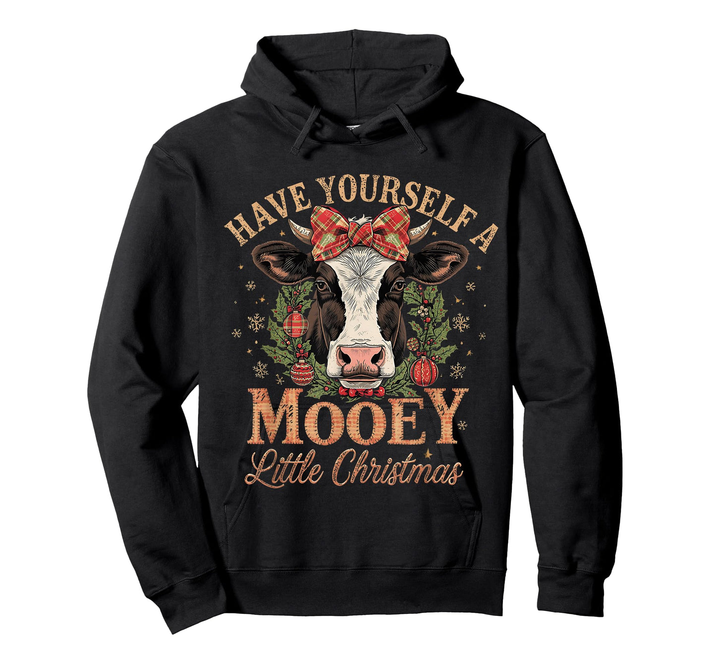 Mooey Little Christmas Cow Holiday Farm Design T-Shirt