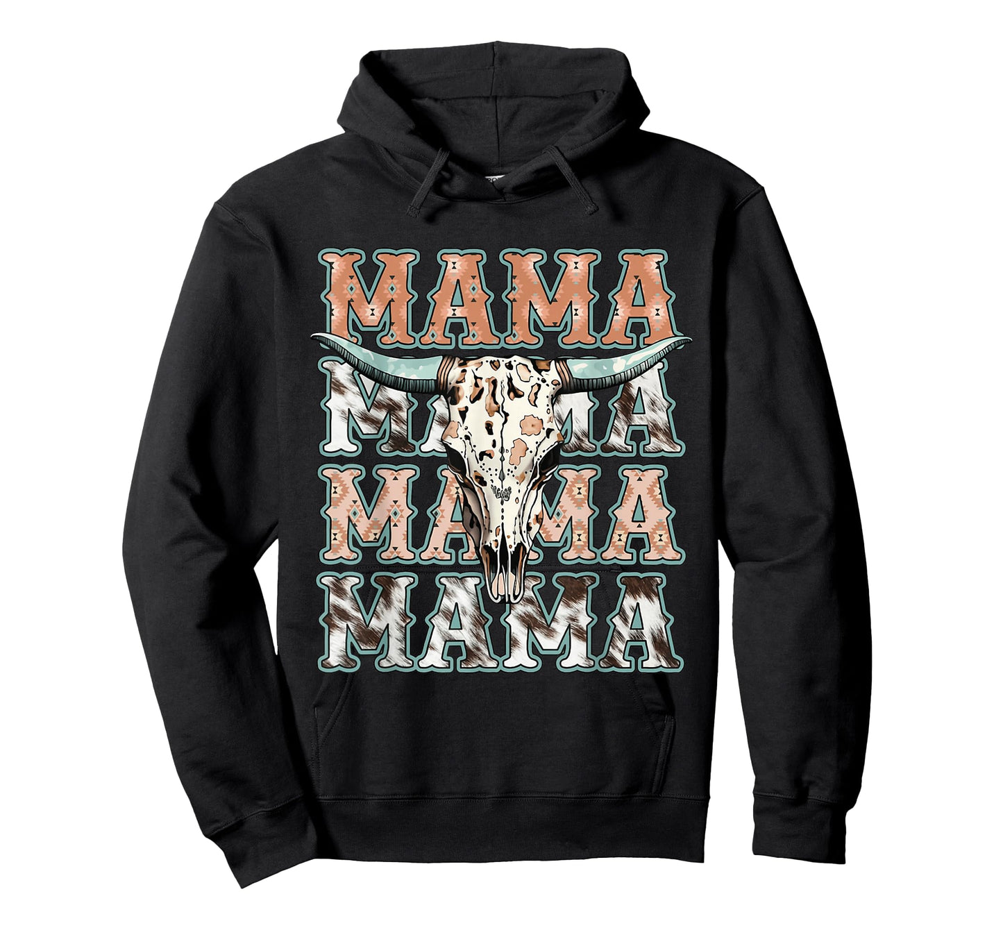 Mama Western Retro Groovy Cow Skull Country Rodeo Mother Day T-Shirt