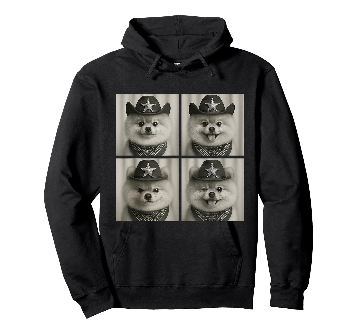 Cute Pomeranian Funny Cowboy Dogs Western Animals Retro T-Shirt