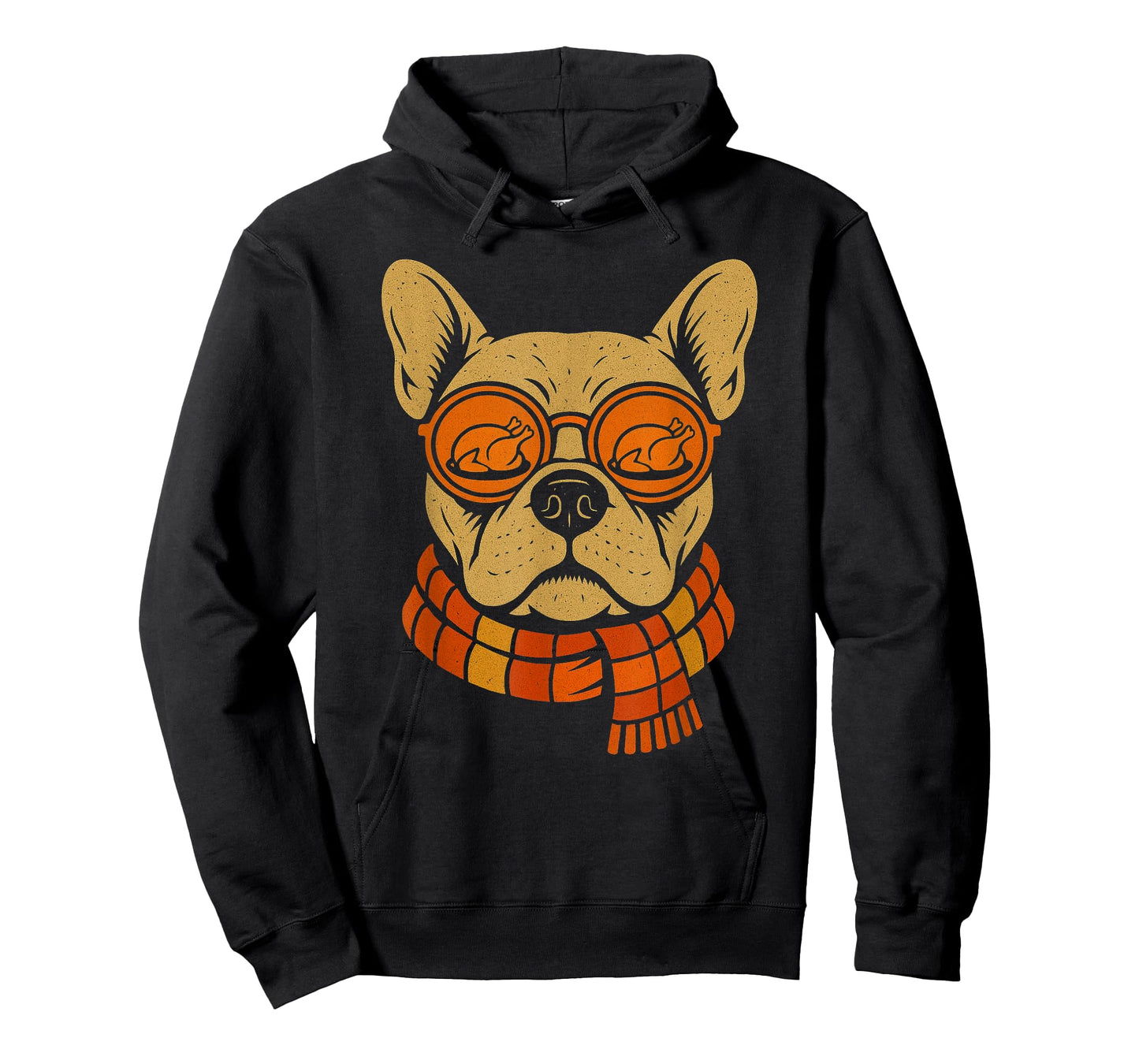 Funny French Bulldog Thanksgiving Turkey Glasses Fall Scarf T-Shirt
