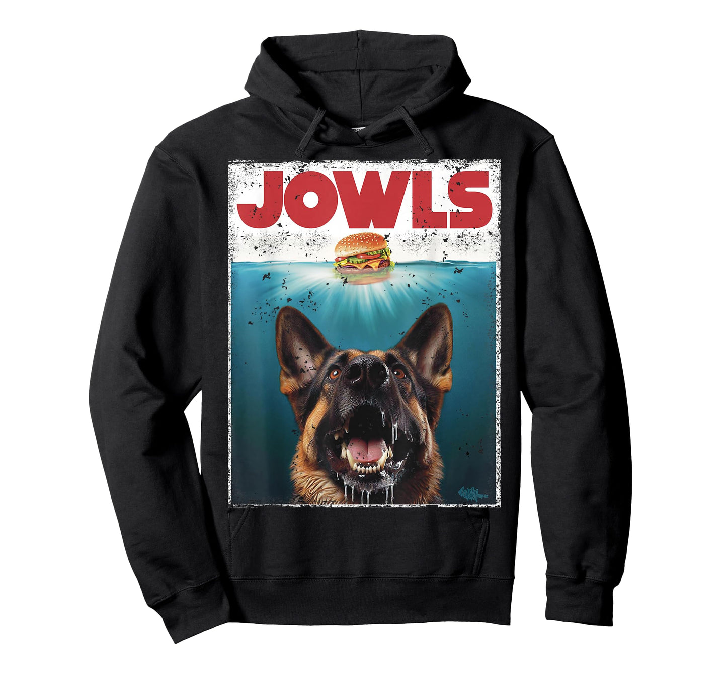 Funny German Shepherd Jowls Hamburger, GSG Dog Mom, Dog Dad T-Shirt