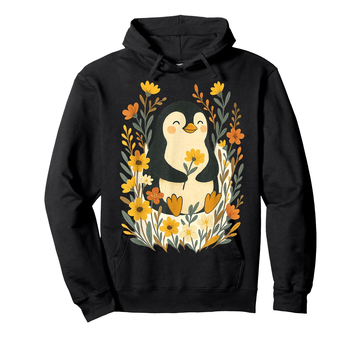 Cute Penguin Flowers Artwork T-Shirt