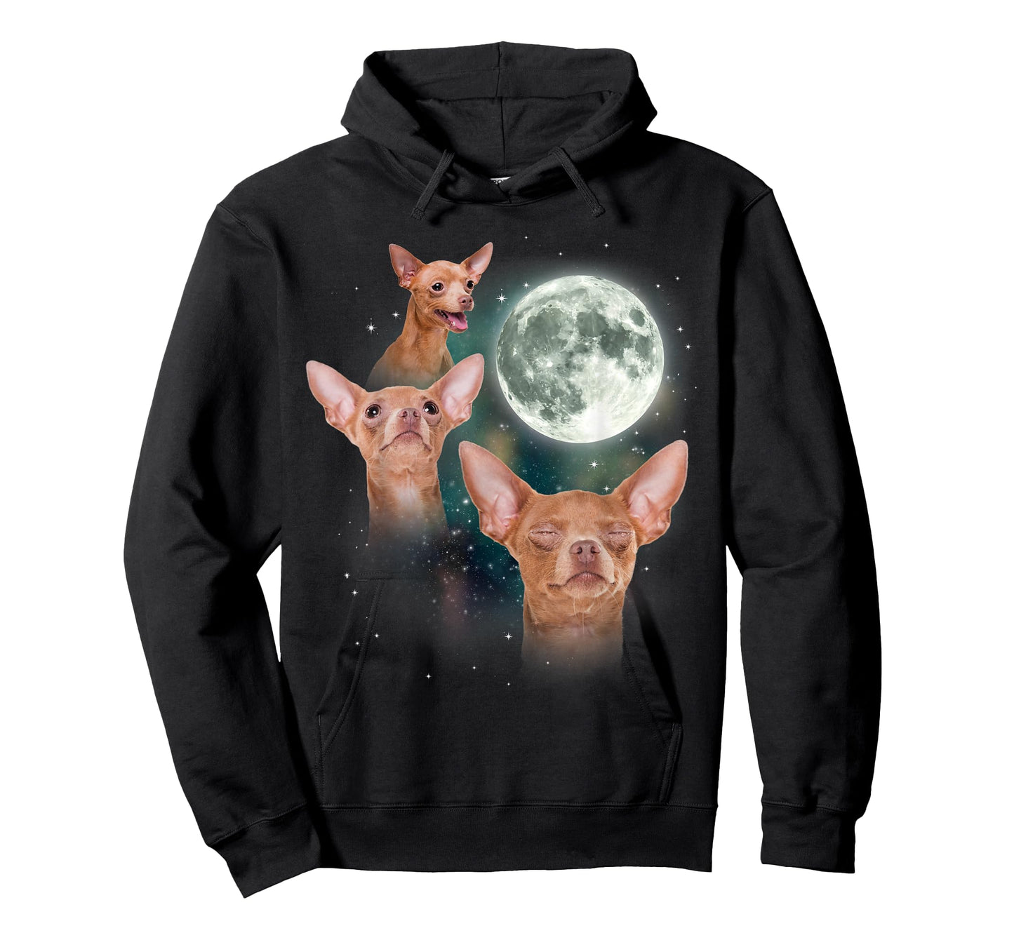 Three Chihuahua Moon 3 Dog Meme Funny Wolves Howling Parody T-Shirt
