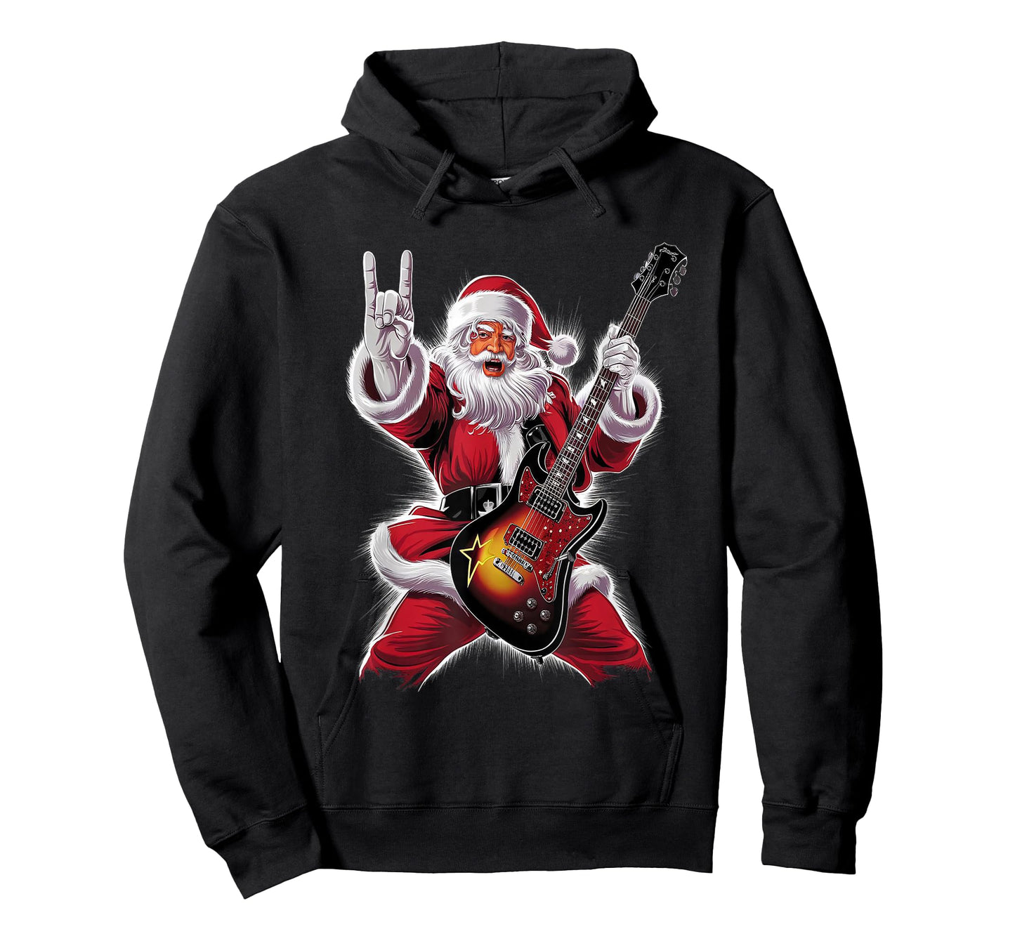 Rock & Roll Christmas Santa Claus Guitar Player T-Shirt