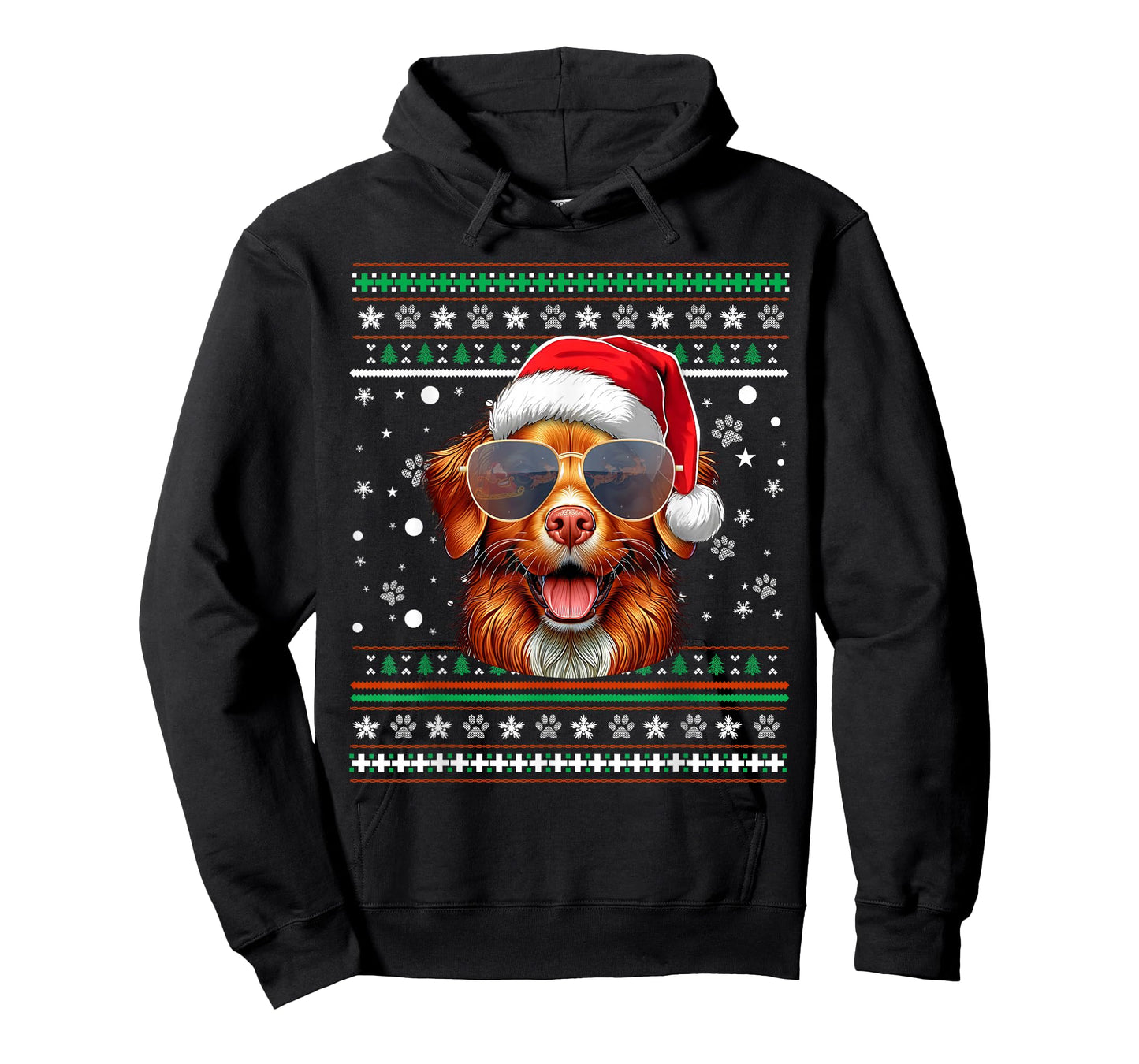 Ugly Sweater Santa Nova Scotia Duck Tolling Retriever Dog T-Shirt