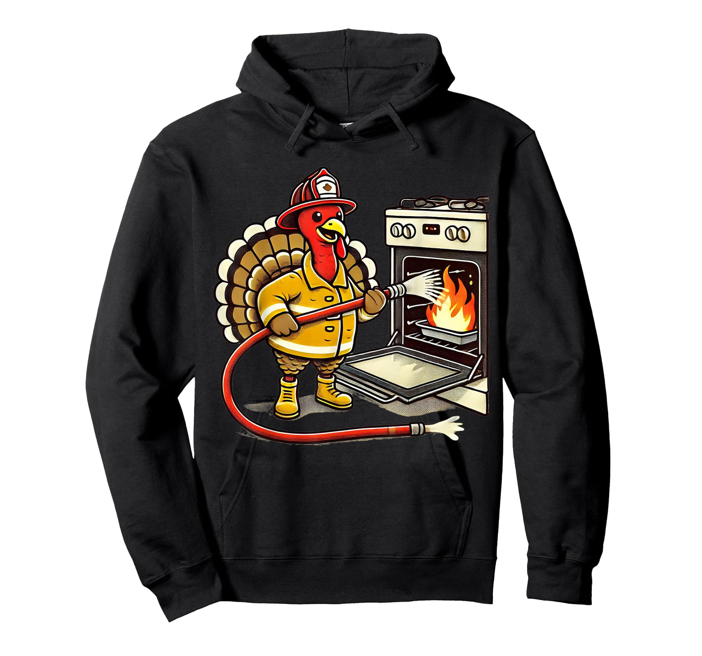 Firefighter Turkey Funny Thanksgiving Animal Oven Fire Hose T-Shirt