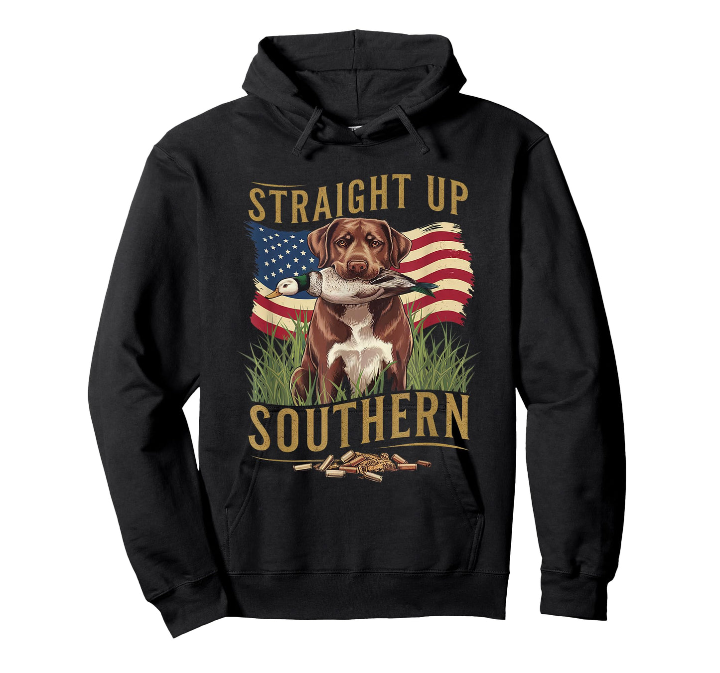 Straight Up Southern Hunting Dog and Duck Design T-Shirt