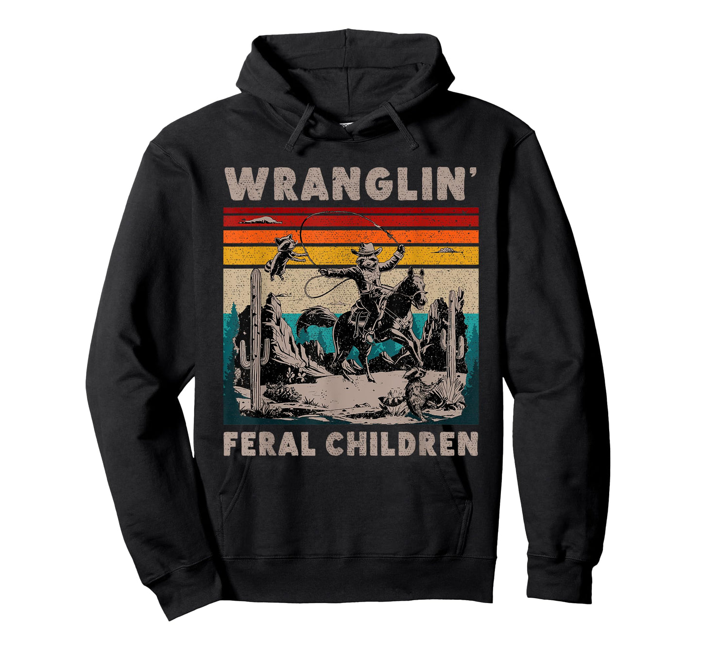 Retro Wranglin' Feral Children Raccoon 90s Western T-Shirt